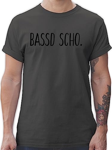 L190 Schlichtes Männer Shirt - Franken Kinder - Bassd Scho. - 3XL - Dunkelgrau - Franke Scho Tshirt für Mann t-Shirts t-Shirt t Herren von Bazi Shirts