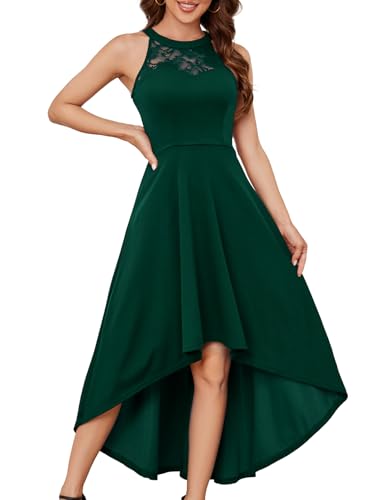 BBONL INEDRESS Frauen Abschlussball Hochzeitskleid Cocktail Halfter Spitze A-Linie Party Kurz Vintage Homecoming Kleider Dark Green S von Bbonlinedress