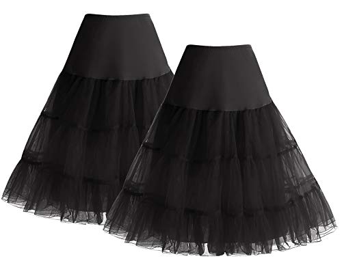 Bbonlinedress 1950 Petticoat Reifrock Unterrock Petticoat Underskirt Crinoline für Rockabilly Kleid Black+Black XL von Bbonlinedress