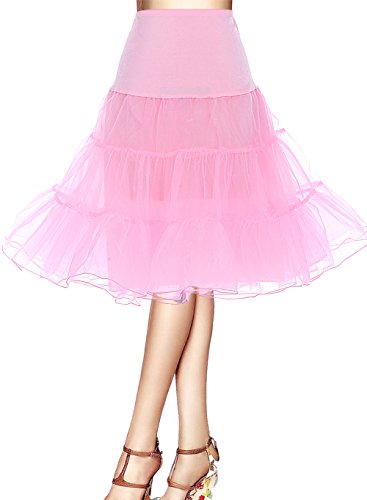 Bbonlinedress 1950 Petticoat Reifrock Unterrock Petticoat Underskirt Sommerkleid Crinoline für Rockabilly Kleid Pink M von Bbonlinedress