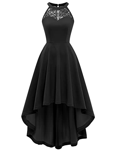 Bbonlinedress Abendkleider elegant für Hochzeit Sommerkleid Damen Neckholder High Low Cocktail Festliche Kleider Brautkleid konfirmationskleider schwarzes Abschlusskleid lang-1Black 3XL von Bbonlinedress