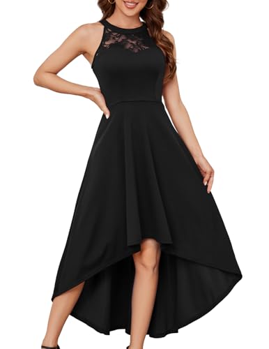 Bbonlinedress Schwarzes Kleid Damen Abendkleider elegant für Hochzeit Sommerkleid Neckholder festliches Cocktailkleid Abschlusskleid lang-1Black XL von Bbonlinedress