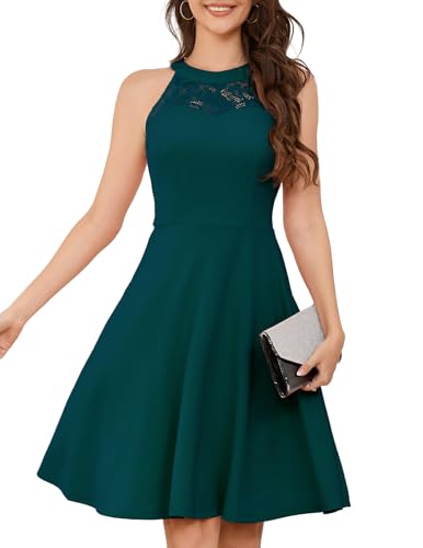 Bbonlinedress Abendkleider elegant für Hochzeit festliches Kleid Neckholder Sommerkleider Cocktailkleid Turquoise 3XL von Bbonlinedress