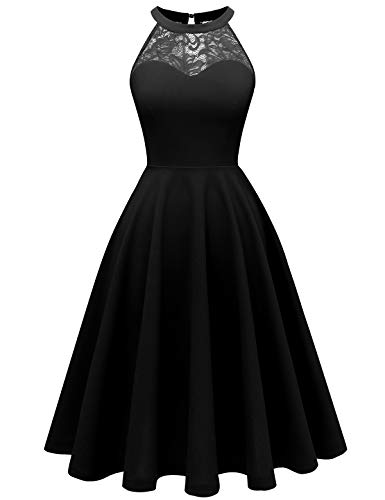 Bbonlinedress Abendkleider elegant für Hochzeit gast festliches Kleid Damen Konfirmationskleider Jugendweihe Brautjungfernkleider Cocktailkleid schwarzes Kleid Black 2XL von Bbonlinedress