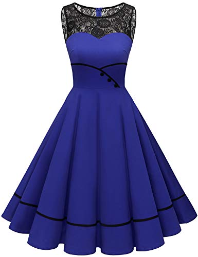 Bbonlinedress Festliches Kleid Damen Sommerkleid Abendkleider elegant für Hochzeit Rockabilly Kleider cocktailkleid Jugendweihe Kleider Party Kleid Royalblue S von Bbonlinedress