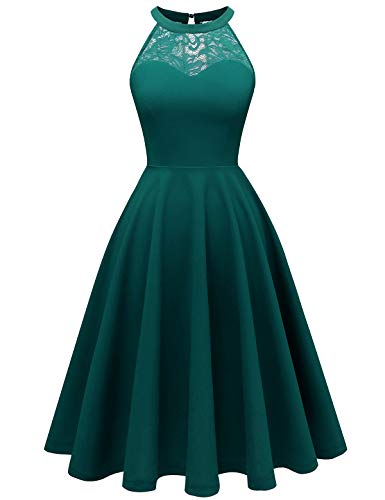 Bbonlinedress Abendkleider elegant für Hochzeit festliches Kleid Neckholder Sommerkleider Konfirmationskleider Brautjungfernkleider Cocktailkleid Turquoise 2XL von Bbonlinedress