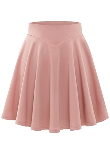 Bbonlinedress Damen Mädchen Rock Basic Solid vielseitige Dehnbaren informell A-Linie Mini Skater Glocken Tennis Schule Rock Blush XL von Bbonlinedress