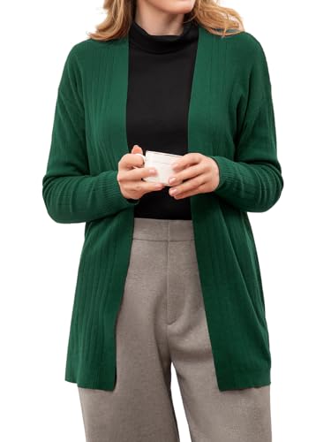 Bbonlinedress Damen Strickjacke Langarm Vorne Offen Strickmantel elegant Winter Casual High Stretchy Cardigan Dark Green M von Bbonlinedress