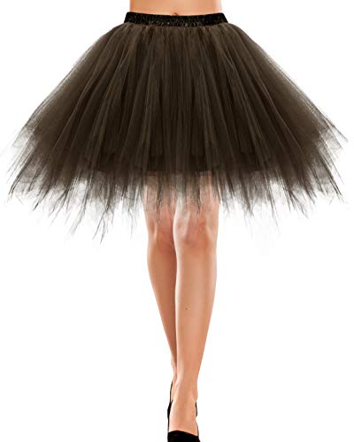 Bbonlinedress Damen Tüllrock 50er Rockabilly Petticoat Tutu Unterrock Kurz Ballett Tanzkleid Ballkleid Ballet Abendkleid Gelegenheit Zubehör Brown M von Bbonlinedress