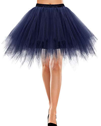 Bbonlinedress Damen Tütü Tutu Rock Minirock Petticoat Cosplay Tanzkleid Dehnbaren Mini Skater Tutu Rock Ballettrock für Party Ballett Tanzen Kostüme Weihnachten Navy S von Bbonlinedress