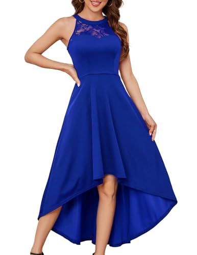 Bbonlinedress Sommerkleid Damen Festliche Abendkleider elegant für Hochzeit Neckholder High Low Abschlusskleid Ballkleid lang-1Royalblue S von Bbonlinedress