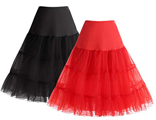 Bbonlinedress Kleider Rock Damen Petticoat Unterrock Crinoline Underskirt Reifrock Black+Red L von Bbonlinedress