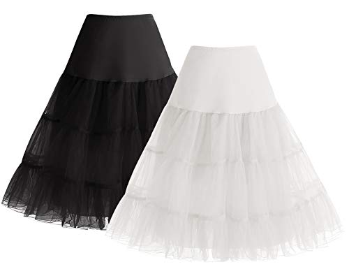 Kurz Retro Petticoat Underskirt Rock 1950er Vintage Tutu Ballett Unterkleid für Rockabilly Kleid Black+White S von Bbonlinedress