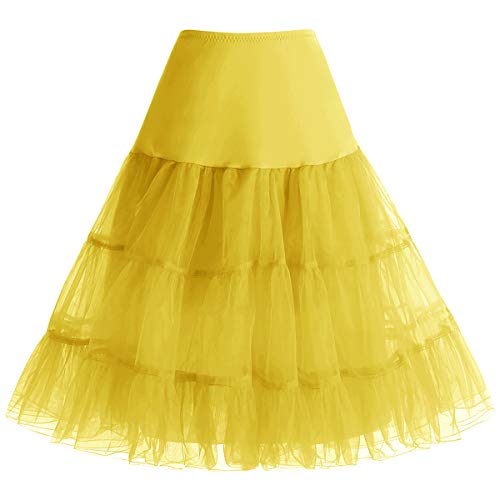 Bbonlinedress Petticoat Unterrock Crinoline Underskirt Reifrock Rock für 50er Vintage Cocktailkleid Gelb Yellow M von Bbonlinedress
