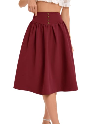 Bbonlinedress Rock Damen Sommer a Linie Faltenrock Knielang Röcke Casual Hohe Taille Midirock Basic Tellerrock Swing Freizeitrock Dark Red L Bbonlinedress Rock Damen Sommer a Linie Faltenrock Knielang Röcke Casual Hohe Taille Midirock Basic Tellerrock Swing Freizeitrock Dark Red L von Bbonlinedress