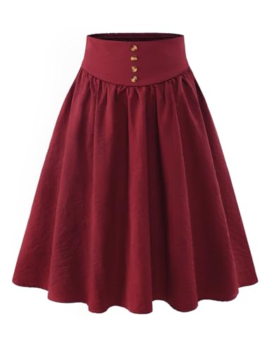 Bbonlinedress Rock Damen Sommer a Linie Faltenrock Knielang Röcke Casual Hohe Taille Midirock Basic Tellerrock Swing Freizeitrock Dark Red S Bbonlinedress Rock Damen Sommer a Linie Faltenrock Knielang Röcke Casual Hohe Taille Midirock Basic Tellerrock Swing Freizeitrock Dark Red S von Bbonlinedress