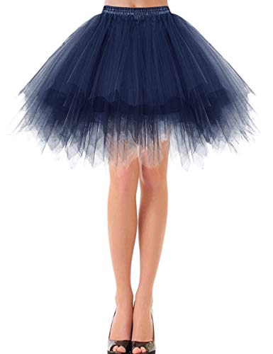 Bbonlinedress Rock Winter Damen Knielang Tüll Petticoat Unterrock Winter lang Petticoat Kleid Rock Winterabilly Petticoat Unterrock Winter kurz Tutu Ballet TüllRock Winter Crinoline Cosplay Navy M von Bbonlinedress