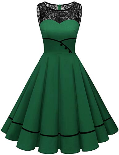 Bbonlinedress Rockabilly Kleider Damen Sommerkleid Abendkleider elegant für Hochzeit Jugendweihe Kleider Spitzenkleid Cocktailkleid Konfirmationskleider Green 3XL von Bbonlinedress