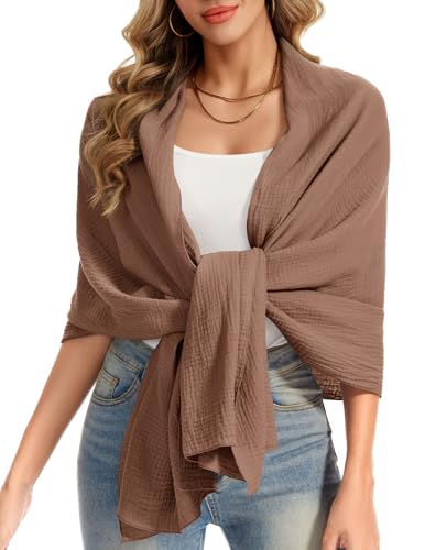 Bbonlinedress Schal Damen Baumwolltuch Halstuch elegant Schals Stola Schultertuch Multifunktionstuch Shawl Musselintuch 190 * 65cm Brown von Bbonlinedress