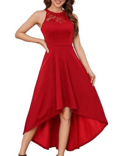 BBONL INEDRESS Frauen Abschlussball Hochzeitskleid Cocktail Halfter Spitze A-Linie Party Kurz Vintage Homecoming Kleider Red L von Bbonlinedress