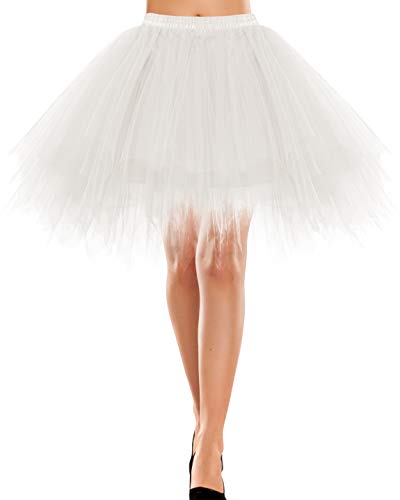 Damen Mädchen Petticoat 50er Jahre Retro Tutu Tüllrock Ballet Crinoline Cosplay Rock Vintage Kinder Crinoline Karneval kostüme Cosplay Rock Rockabilly Tanz Ballett Ivory S von Bbonlinedress