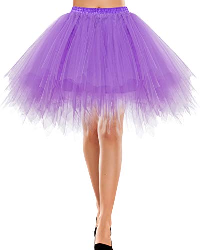 Damen und Mädchen Petticoat 50er Jahre Retro Tutu Tüllrock Ballet Tüllrock Crinoline Cosplay Rock Vintage Crinoline Karneval Cosplay Rock Rockabilly Tanz Ballett Lavender L von Bbonlinedress