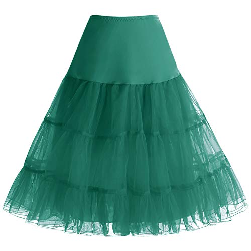 Kurz Retro Petticoat Underskirt Rock 1950er Vintage Tutu Ballett Unterkleid für Rockabilly Kleid DarkGreen L von Bbonlinedress