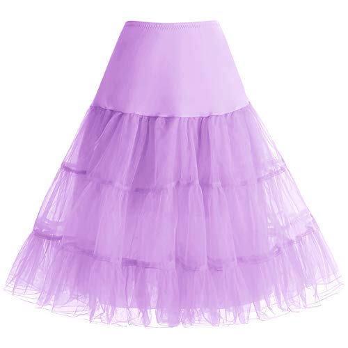 Kurz Retro Petticoat Underskirt Rock 1950er Vintage Tutu Ballett Unterkleid für Rockabilly Kleid Lavender L von Bbonlinedress