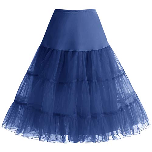 Petticoat Rock Sommerkleid Damen Reifrock Unterrock Petticoat Underskirt Crinoline für Rockabilly Kleid Navy L von Bbonlinedress