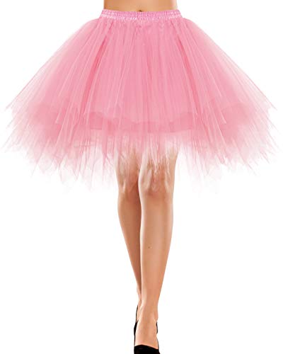 Rock lang Tüll Unterrock kurz Dirndl Rockabilly Rock mit Petticoat 50er Jahre weißRetro Tutu Ballet Tüllrock Crinoline Cosplay Rock Rockabilly Tanz Ballett Light Coral M von Bbonlinedress