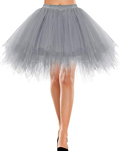 Tutu Ballet Tüllrock Crinoline Cosplay Rock Vintage Kinder petticoatRetro Tutu Ballet Tüllrock Crinoline Karneval kostüme Cosplay Rock Rockabilly Tanz Ballett Grey XL von Bbonlinedress