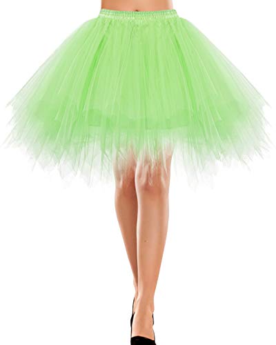 Tutu Damen Tüll Rock Tüllrock 50er 80er Kurz Ballet Tanzkleid Unterröcke Trachtenröcke Zubehör für Frauen Mädchen Kurz Petticoat Minirock Ballett Tanzkleid Rockabilly Mint M von Bbonlinedress