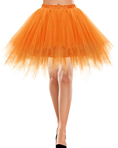 Tutu Damen Tüll Rock Tüllrock 50er 80er Kurz Ballet Tanzkleid Unterröcke Trachtenröcke Zubehör für Frauen MädchenMinirock Ballett Tanzkleid Rockabilly Orange L von Bbonlinedress