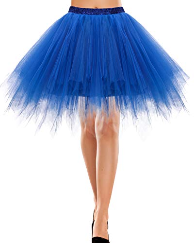 Tutu Damen Tüll Rock Tüllrock 50er 80er Kurz Ballet Tanzkleid Unterröcke Trachtenröcke Zubehör für Frauen Retro Petticoat Minirock Ballett Tanzkleid Rockabilly Royal Blue XL von Bbonlinedress