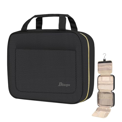 Kulturbeutel für Damen, groß, zum Aufhängen, Reise-Kulturbeutel mit Haken zum Aufhängen, wasserabweisend, Make-up-Tasche, Kosmetik-Organizer für Toilettenartikel in voller Größe, Zubehör (schwarz) Kulturbeutel für Damen, groß, zum Aufhängen, Reise-Kulturbeutel mit Haken zum Aufhängen, wasserabweisend, Make-up-Tasche, Kosmetik-Organizer für Toilettenartikel in voller Größe, Zubehör (schwarz) von Bbtops