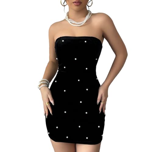 Bcenoilua Kleid Damen Sexy Ärmelloses Rückenfrei Kleider Enges Kurzes Cocktailkleid mit Perle Stretch Party Club Kurzes Bodycon Mini Kleid Elegant Figurbetontes Abendkleider Partykleid Bcenoilua Kleid Damen Sexy Ärmelloses Rückenfrei Kleider Enges Kurzes Cocktailkleid mit Perle Stretch Party Club Kurzes Bodycon Mini Kleid Elegant Figurbetontes Abendkleider Partykleid von Bcenoilua