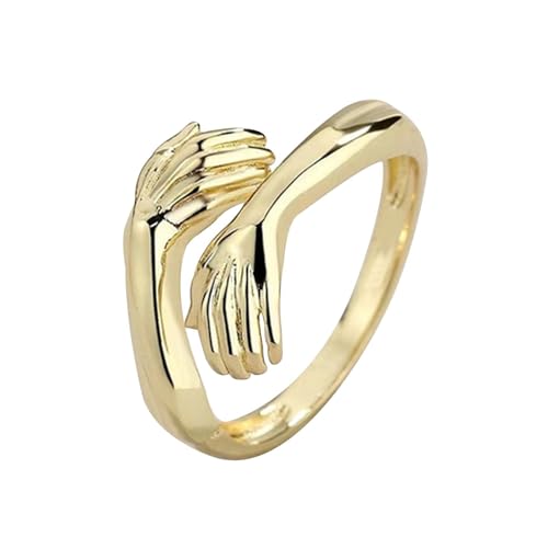 Bcenoilua Sterling Silber Umarmungsringe für Damen Verstellbar Offenen Ringe Romantischer Love Gravierte Worte Umarmung Hände Ring für Dame Freunde Valentinstagsgeschenk Geburtstagsgeschenk von Bcenoilua
