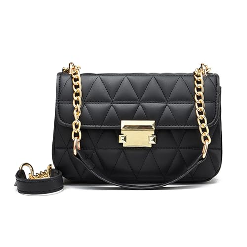Bcenoilua Umhängetasche Damen PU Leder Crossbody mit Kette Elegant Trendy Quadratische Umhängetasche Geldbörse für Geschenk Reise Täglich Arbeit Schwarz HS von Bcenoilua