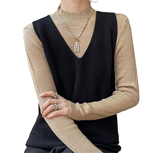 100solid Wolle Weste Damen Ärmellos Lose V-Ausschnitt Weste Strick, Schwarz , XL 100solid Wolle Weste Damen Ärmellos Lose V-Ausschnitt Weste Strick, Schwarz , XL von Bciopll