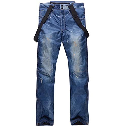 2022 Stil Jeans Snowboardhose Hosenträger Denim Skihose Herren Skate Snowboard Thermo Skihose Farbe 02 L von Bciopll