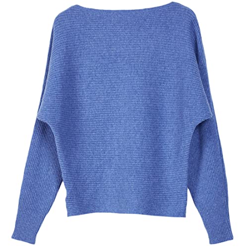 Bciopll 100 % Merinowolle, weicher Strick, Winter, Kaschmir, Pullover für Damen, warmer Halsausschnitt, blau, XL von Bciopll