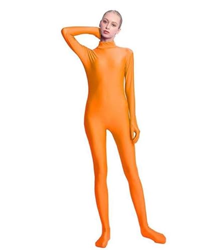 Bciopll Damen-Body mit Fuß, Elastan, Zentai, sexy, hoher Ausschnitt, Ganzkörper-Tanzanzug, Catsuit, Halloween-Overall, Orange, XL (Höhe: 175–180 cm) von Bciopll