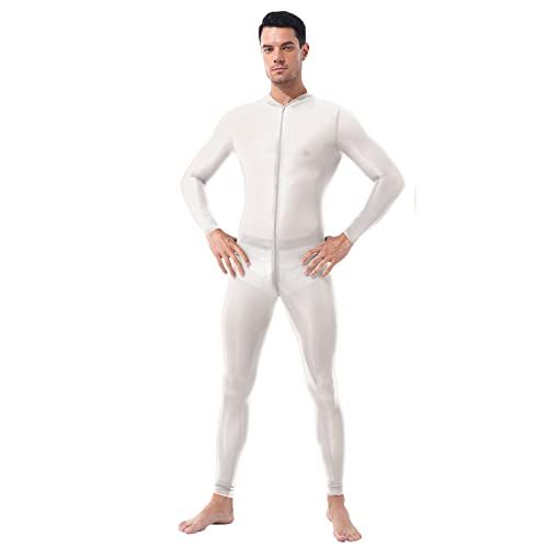 Bciopll Ganzkörperstrumpf hauteng Jumpsuit Erwachsene Anzug Body für Herren Unitard Bühne Tanzkleidung Typ B Weiß Einheitsgröße von Bciopll