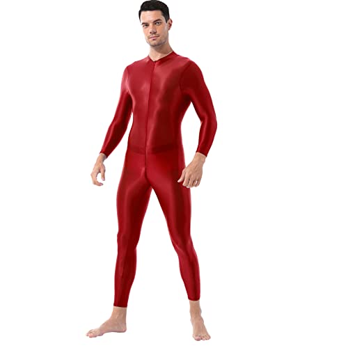 Bciopll Ganzkörperstrumpf hauteng Jumpsuit Erwachsene Anzug Body für Herren Unitard Stage Dancewear Typ A Rot Einheitsgröße von Bciopll
