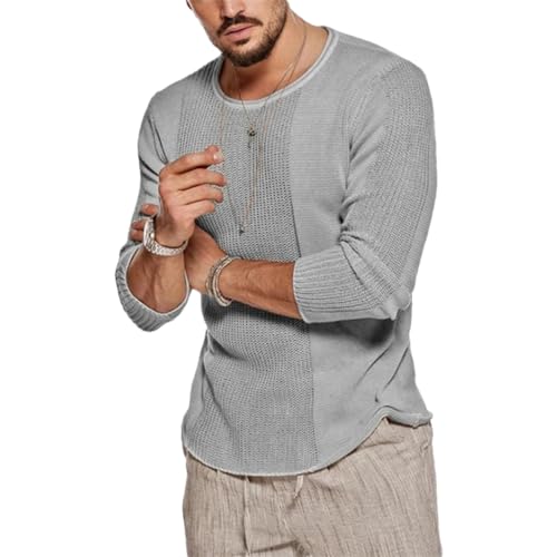 Bciopll Männer Gestrickte Pullover Herbst Geraffte Tops Herren Streetwear Casual Pullover Männlich Pullover Light gray9 M von Bciopll