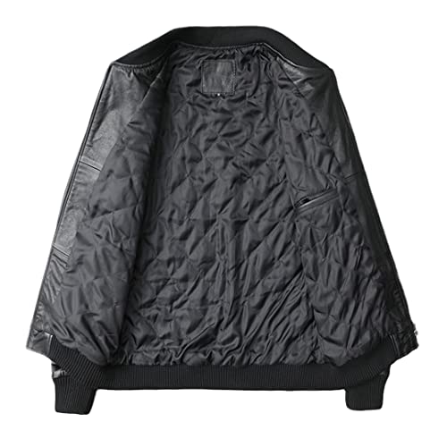 Black Cow Echtleder Bomberjacke Herren Rindsleder Echtleder Jacke Mantel Kurz Slim Business Jacke Lederkleidung Rindsleder Dicke Größe 5XL 97-102kg von Bciopll