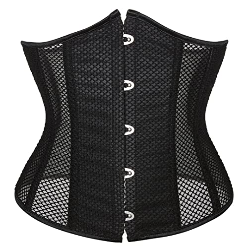 Damen Gothic Sexy Unterbrustkorsett Bustier Mesh Taille Cincher Slimming Dessous Übergröße Schwarz 5XL von Bciopll