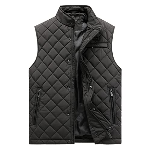 Herren Frühling Business Freizeit Tasche Warm Weste Herbst Outfits Ärmellos Mantel Jacke Weste, Schwarz 01, XXL von Bciopll