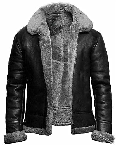 Winter Herren PU Jacke Kunstfell Kragen Mäntel Dicke Warme Herren Motorradjacke Winddicht Ledermantel Männlich Grau 5XL von Bciopll