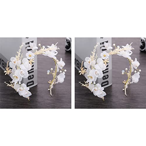 Bcowtte 2X Blumen Prinzessin Hochzeit Kopfschmuck Getrocknete Stirnband Libelle Haar Schmuck für Frauen und Mädchen und Braut Hochzeit Tiaras für Blumen Mädchen von Bcowtte